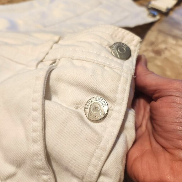 Y2K Blue Spice Women's Size 11/12 Distressed Denim Shortalls/Overalls White - Picture 6 of 8